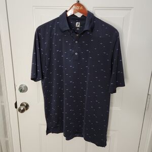 Men's‎ FootJoy Navy Fish Print Golf Shirt  Size Large